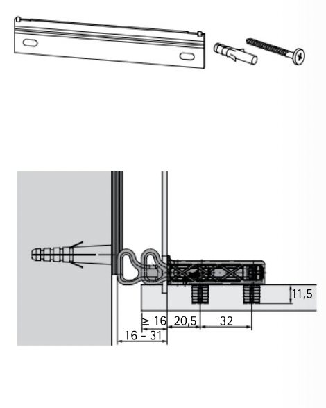 Навес для шкафов sah 216 55кг левый hettich