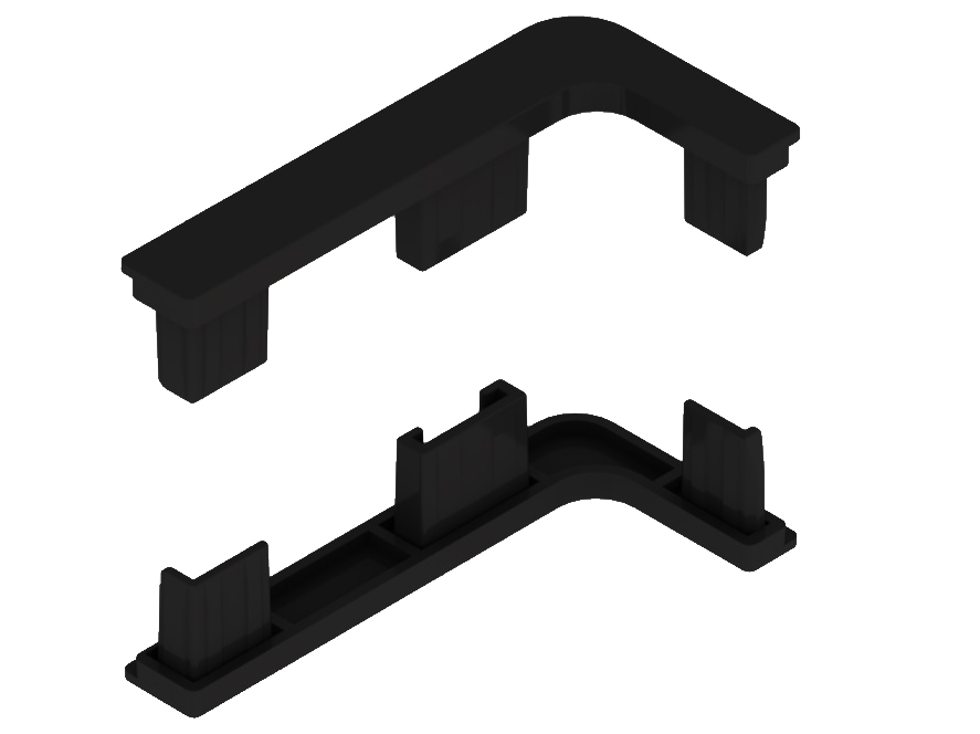 Комплект открытых заглушек для Г-образного профиля черный №2 / 69207 / оптом и в розницу / мебельная фурнитура "ЛАВР"