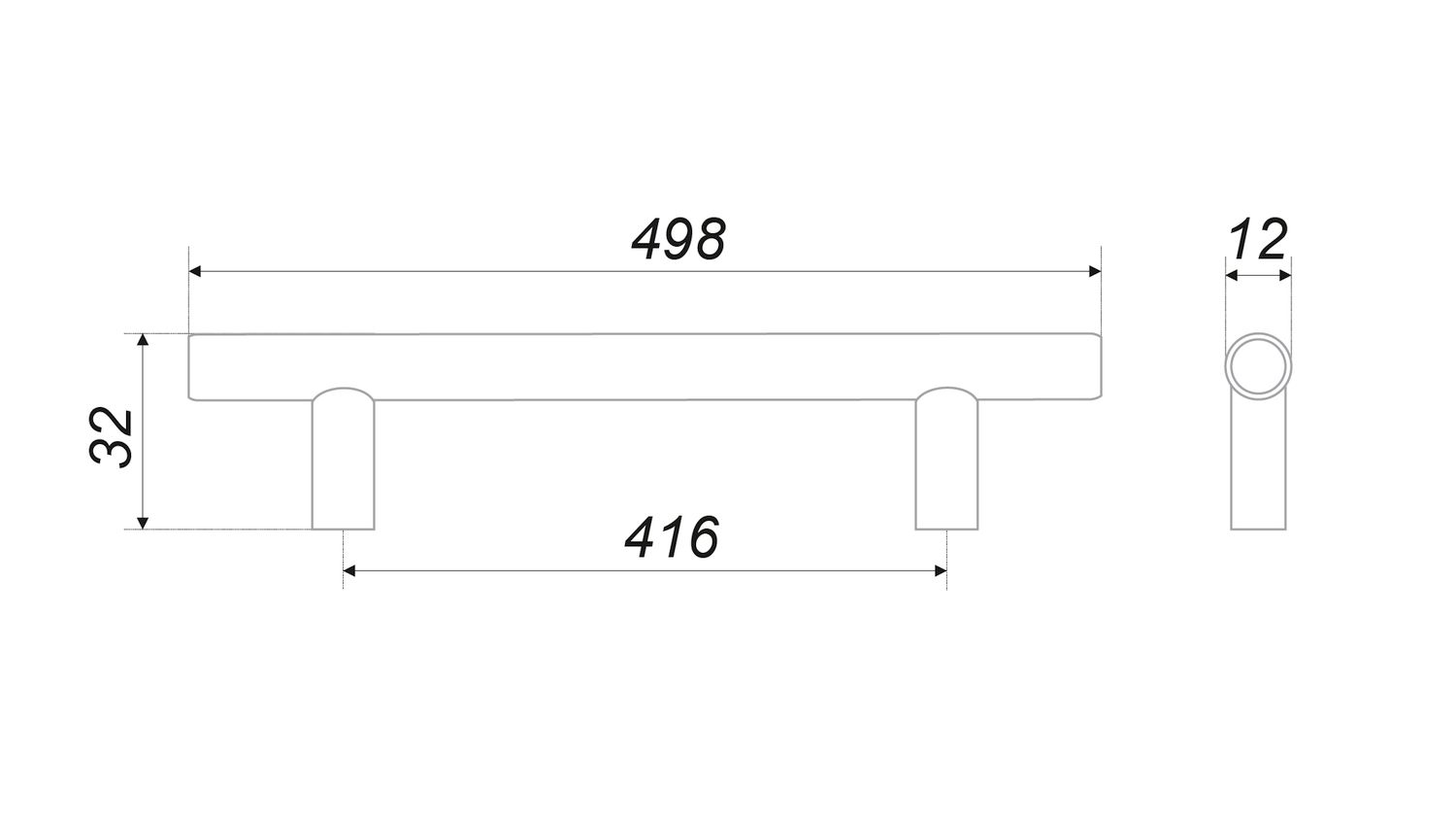 Ручка мебельная рейлинг 416мм хром RR002CP.5/416 Boyard / 719395-13 / оптом и в розницу / мебельная фурнитура "ЛАВР"