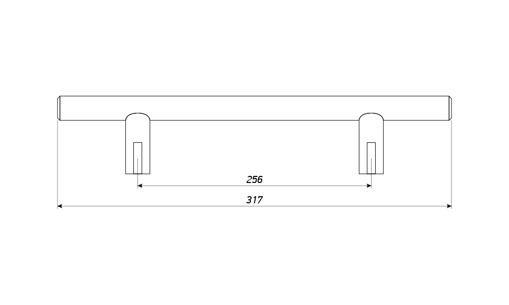 Ручка мебельная рейлинг 256мм матовый хром RE1008  / 19015-6 / оптом и в розницу / мебельная фурнитура "ЛАВР"