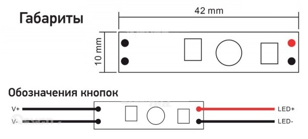 Микровыключатель пружинный с диммером для установки в профиль светодиодных лент 12-24В DFS-001 / 33096 / оптом и в розницу / мебельная фурнитура "ЛАВР"