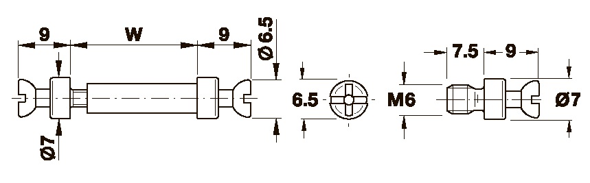 Купить болт двойной для стяжки RAFIX D=7мм L=16-22мм/263.24.041(263.24. ...