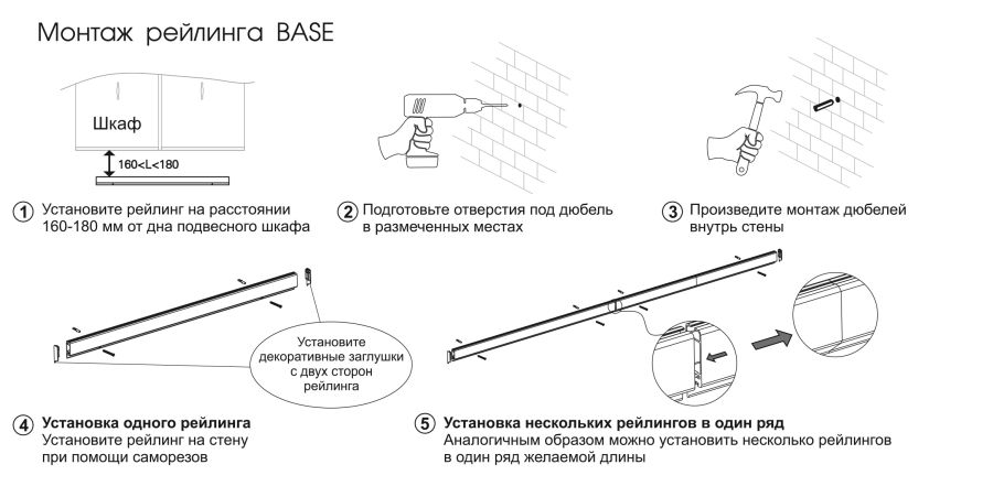 Инструкция сборки iq. Высота крепления рейлинга на кухне. Кронштейн кухонного рейлинга схема крепления. Схема монтажа рейлингов на кухне. Крепеж для рейлингов на кухню.