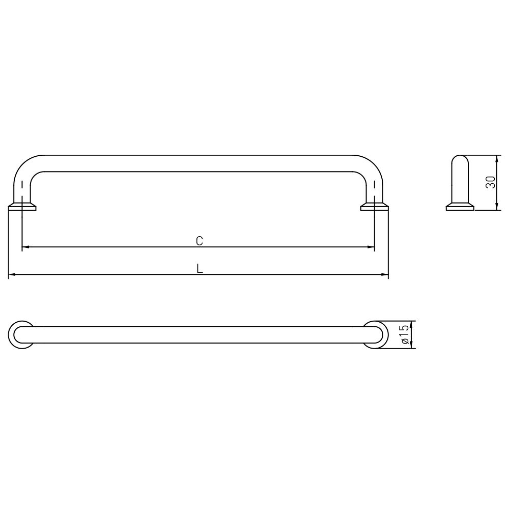 Ручка мебельная скоба 192мм черный матовый UZ-NORD-192-20M GTV / 69898 / оптом и в розницу / мебельная фурнитура "ЛАВР"