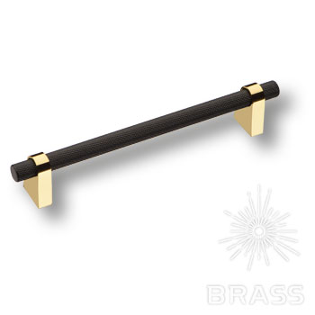 Ручка мебельная рейлинг 160мм золото с чёрным 8952 0160 GL-AL6 Brass  / 69671 / оптом и в розницу / мебельная фурнитура "ЛАВР"