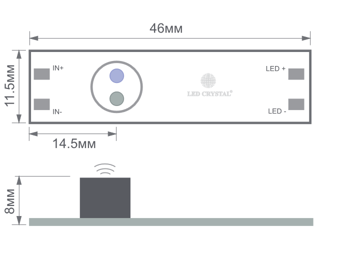 выключатель для профиля сенсорный с диммером, 12V/96W, 24V/192W (без провода) (аналог 33096) / 33311 / оптом и в розницу / мебельная фурнитура "ЛАВР"