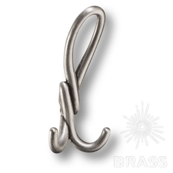 Крючок мебельный двухрожковый серебро Dugum Hook Big-Silver Brass / 07168 / оптом и в розницу / мебельная фурнитура "ЛАВР"