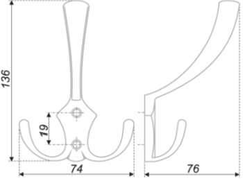 Крючок мебельный трехрожковый хром K302CP.6 Boyard / 707064 / оптом и в розницу / мебельная фурнитура "ЛАВР"