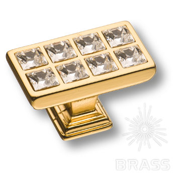 Ручка мебельная кнопка с кристаллами Swarovski золото 24K 15.349.00.SWA.19 Brass / 69563 / оптом и в розницу / мебельная фурнитура "ЛАВР"