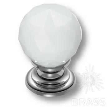 Ручка мебельная кнопка с кристаллами Swarovski эксклюзивная коллекция хром Brass 9992-402 / 69642 / оптом и в розницу / мебельная фурнитура "ЛАВР"