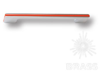 Ручка мебельная скоба 160мм хром с оранжевой вставкой 182160MP02PL09 Brass / 69654 / оптом и в розницу / мебельная фурнитура "ЛАВР"