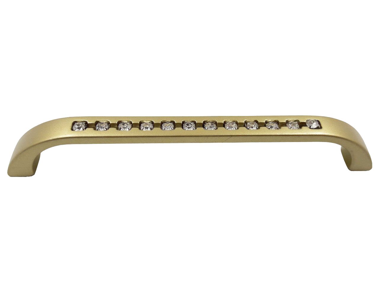 Ручка мебельная скоба 128мм матовое золото с кристаллами 5195-04/128 / 19472 / оптом и в розницу / мебельная фурнитура "ЛАВР"