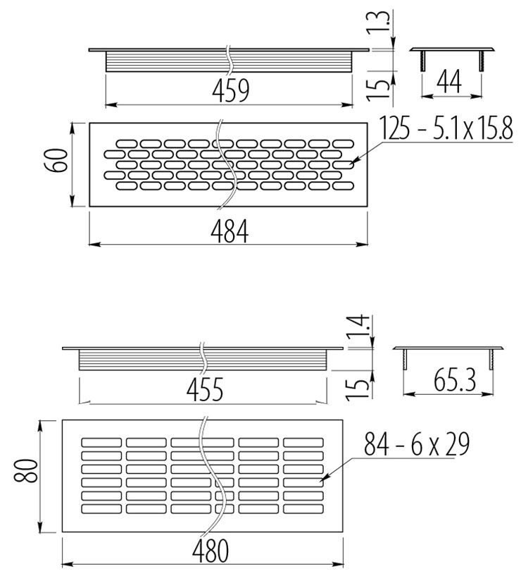 Решетка вентиляционная алюминиевая 480*80мм белый KK-W80800-D1 GTV / 16329 / оптом и в розницу / мебельная фурнитура "ЛАВР"