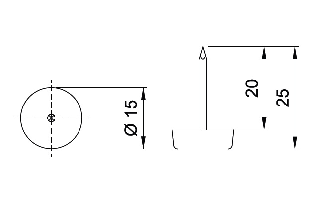 Подпятник на гвозде D=15мм пластик белый / 10140-1 / оптом и в розницу / мебельная фурнитура "ЛАВР"