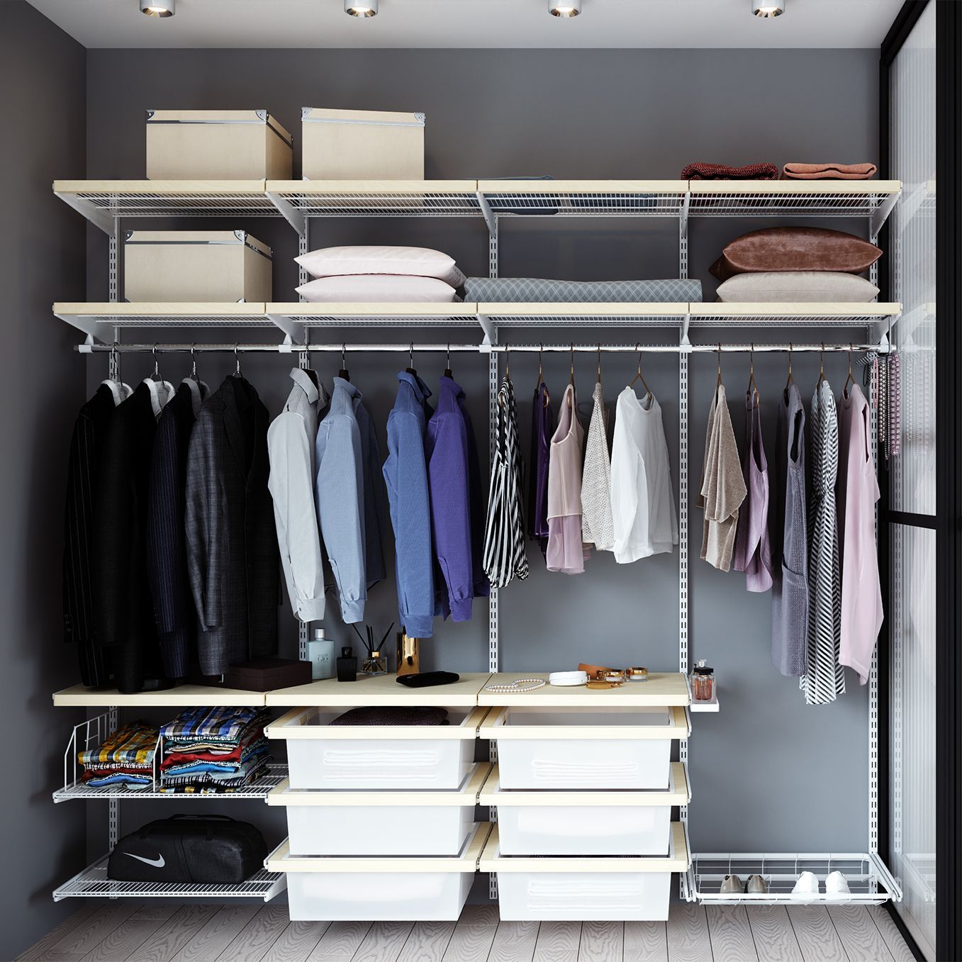 Стеллажная система для гардеробной комнаты