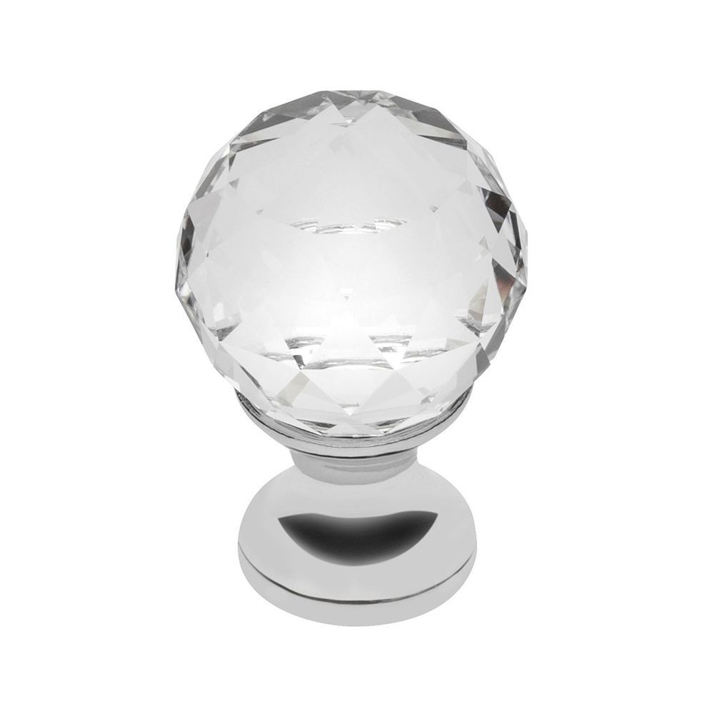 Ручка мебельная кнопка с кристаллом хром GZ-CRPA20-01 GTV / 69550 / оптом и в розницу / мебельная фурнитура "ЛАВР"