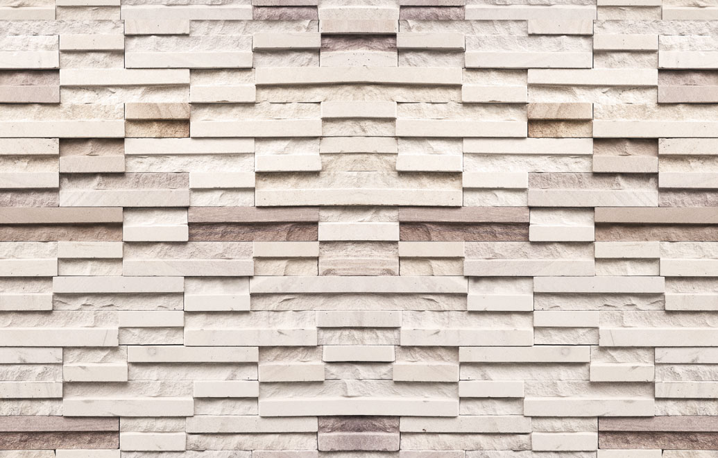 Стеновая декоративная панель 2800x610x4мм камень "Полоска" белый с бежевым / 76002 / оптом и в розницу / мебельная фурнитура "ЛАВР"