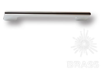 Ручка мебельная скоба 160мм хром с коричневой вставкой 182160MP02PL15 Brass / 69656 / оптом и в розницу / мебельная фурнитура "ЛАВР"