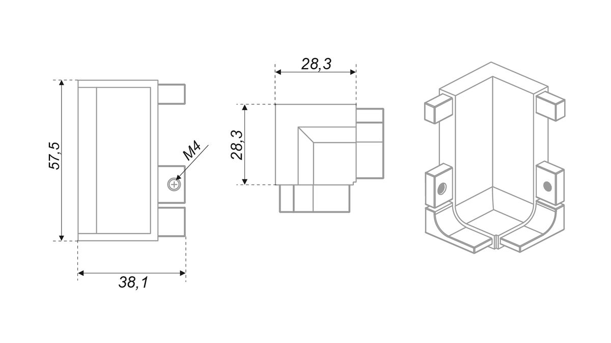 Уголок-держатель внутренний для Г-образного профиля Gola Balance белый RZ051.03W Boyard / 769041-2 / оптом и в розницу / мебельная фурнитура "ЛАВР"