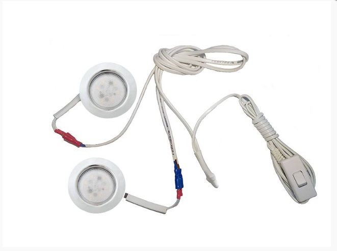 комплект на 2 светильника FT9228 LED, сет.шнур L-3,0м с выкл, хром, холодный 4000К / 33473 / оптом и в розницу / мебельная фурнитура "ЛАВР"