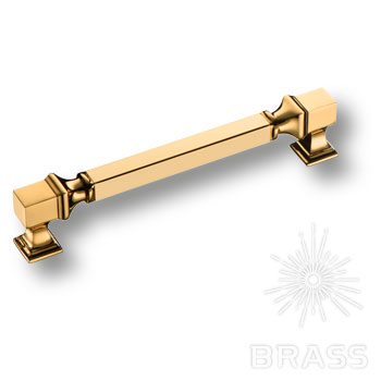 Brass BU 015.160.19SQ Ручка рейлинг модерн, глянцевое золото 24K 160 мм / 39143 / оптом и в розницу / мебельная фурнитура "ЛАВР"
