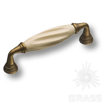 Ручка мебельная скоба 96мм бронза с керамической вставкой 392B6 Brass / 69596 / оптом и в розницу / мебельная фурнитура "ЛАВР"