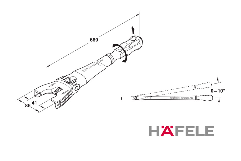 Ключ AXILO для регулировки высоты ножки 637.76.360 Hafele / 49723 / оптом и в розницу / мебельная фурнитура "ЛАВР"