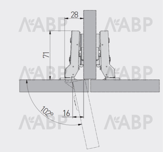 петля GTV полунакладная с h=0мм, доводчик, clip-on, без еврош (100шт)/ZM-INHC080BEO / 11384 / оптом и в розницу / мебельная фурнитура "ЛАВР"