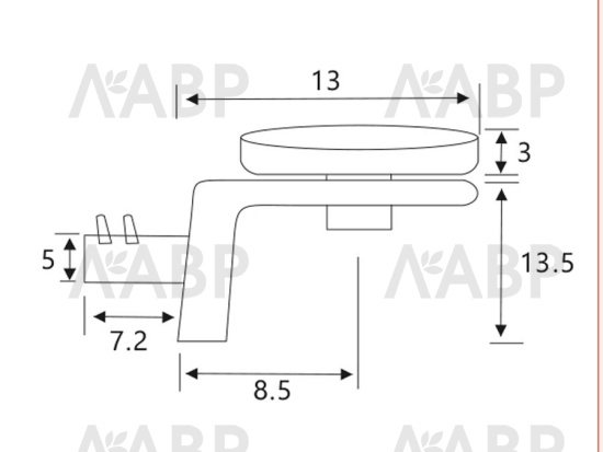 Полкодержатель с присоской угловой 13*7,2мм SS14 / 13074 / оптом и в розницу / мебельная фурнитура "ЛАВР"