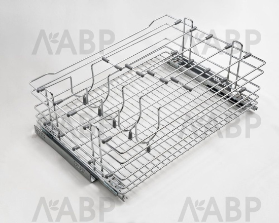 Выдвижная корзина 800мм для сковородок и крышек с доводчикм и направляющими Hettich черная 15.09.05.4.1.1 / 25475 / оптом и в розницу / мебельная фурнитура "ЛАВР"