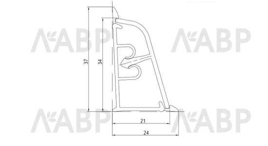 Плинтус для столешниц LB37 алюминий 3,0м 37-310 Korner / 53001 / оптом и в розницу / мебельная фурнитура "ЛАВР"