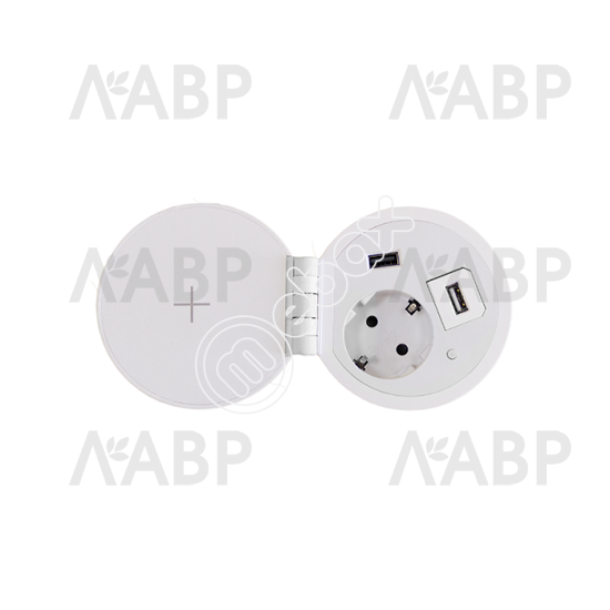 удлинитель врезной, беспровод. зарядка, 2*USB серебро-белый / 16223 / оптом и в розницу / мебельная фурнитура "ЛАВР"