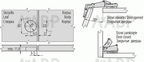 Петля мебельная накладная 165 градусов H=0мм с доводчиком ZM-HCKT165BE-S GTV / 11206 / оптом и в розницу / мебельная фурнитура "ЛАВР"