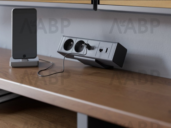 удлинитель GTV врезной BAR, кабель 1,5м, черный/AE-GM2SBAR-20 / 16605 / оптом и в розницу / мебельная фурнитура "ЛАВР"