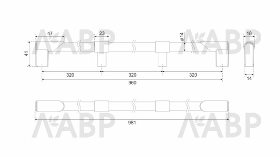 ручка Боярд/RS550RCHMP.1/960 / 769162 / оптом и в розницу / мебельная фурнитура "ЛАВР"