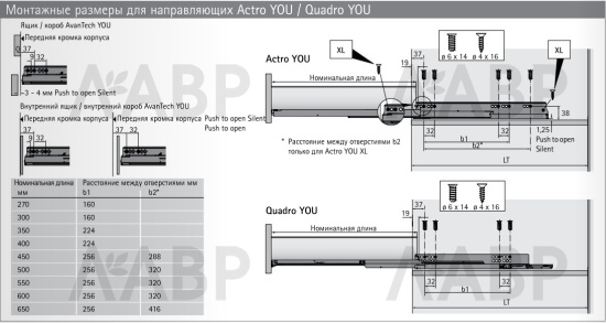 Выдвижной ящик AvanTech You 251*500мм, БЕЗ направляющих серебристый 9255276 Hettich / 97308 / оптом и в розницу / мебельная фурнитура "ЛАВР"