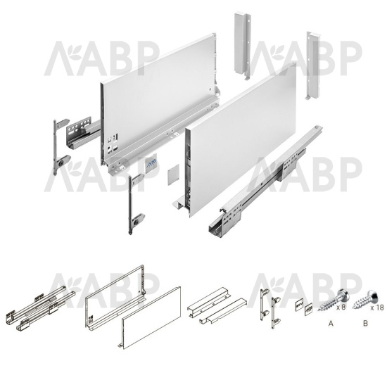 ящик GTV AXIS PRO 200*450мм, доводчик, 40кг, белый/PB-AXISPRO-KPL450D1 / 09532 / оптом и в розницу / мебельная фурнитура "ЛАВР"