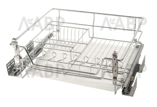 Выдвижная корзина посудосушитель 600мм с доводчиком и поддоном хром LS1/600C/D Lotti / 25066-1 / оптом и в розницу / мебельная фурнитура "ЛАВР"