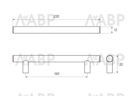 ручка рейлинг RE1008 160/220 матовый хром (20)  (аналог 19015-1) / 19761 / оптом и в розницу / мебельная фурнитура "ЛАВР"