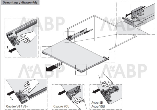 Стопор открытого положения для направляющих ActroYOU /QuadroYOU /QuadroV6, белый 9257725 Hettich / 97348 / оптом и в розницу / мебельная фурнитура "ЛАВР"