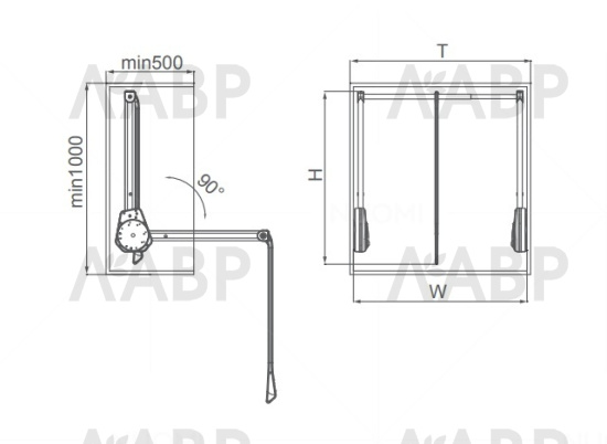 Nuomi/пантограф с прямой ручкой 564-764*185*875mm Ralphie, серый / 6111603 / 86028 / оптом и в розницу / мебельная фурнитура "ЛАВР"