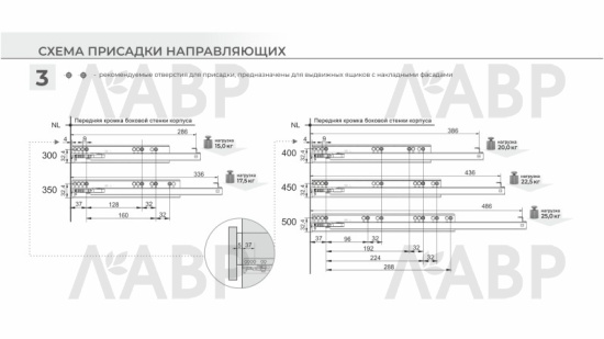 направляющие 80% скрытого монтажа push-open 300 мм/DB8786Zn/300 (10) / 709641 / оптом и в розницу / мебельная фурнитура "ЛАВР"