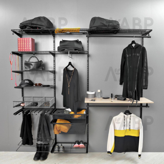 Гардероб LR/полка для обуви 2-ярусная, LIGROOM, L=550, Чёрный, CI (6) / LR0016.VP055.BK0PC.CI / 84065 / оптом и в розницу / мебельная фурнитура "ЛАВР"