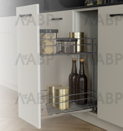 корзина для белья* направляющие 100%, крепление к фасаду, глубина 300, белый, Rejs/WE29.0709.01.062 / 25709-1 / оптом и в розницу / мебельная фурнитура "ЛАВР"