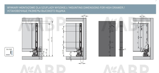 ящик GTV AXIS PRO GLASS 167*300мм, доводчик, 40кг, антрацит/PB-AXISPRO-GLASS-KPL300C / 09955 / оптом и в розницу / мебельная фурнитура "ЛАВР"