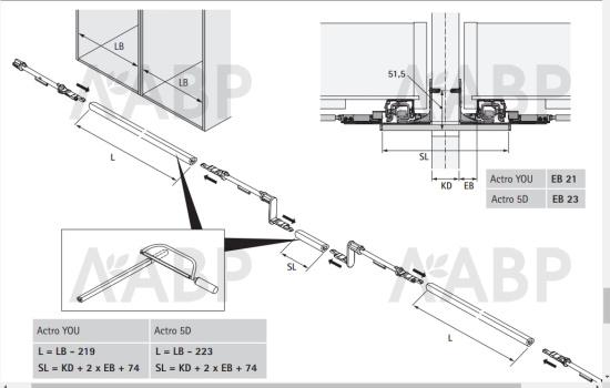 Комплект механизма Push to open Silent на 40кг для ящика AvanTech You 9257892 Hettich / 97252 / оптом и в розницу / мебельная фурнитура "ЛАВР"