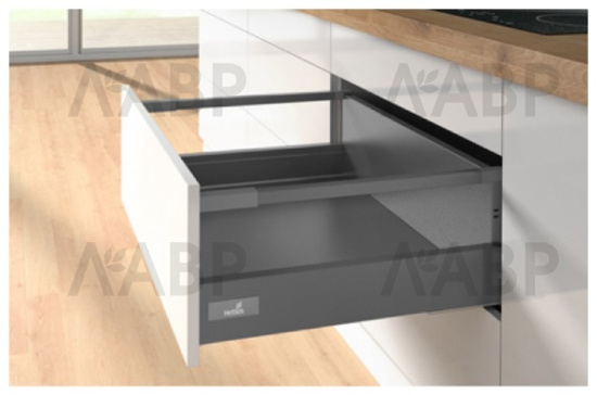 Выдвижной ящик InnoTech Atira с релингом 176*470мм антрацит 9417436 Hettich / 37589-1 / оптом и в розницу / мебельная фурнитура "ЛАВР"