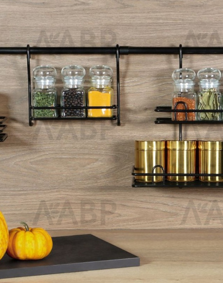 Полка одноярусная на рейлинг для специй черная WE04.0013.01.799 / 18239 / оптом и в розницу / мебельная фурнитура "ЛАВР"