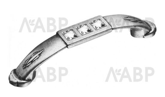 Ручка мебельная скоба 96мм с кристаллами Swarovski старое серебро 15.129.96 SWA 06 Brass / 69236 / оптом и в розницу / мебельная фурнитура "ЛАВР"