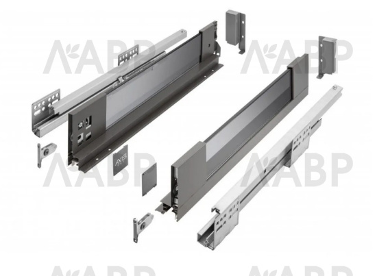 ящик GTV AXIS PRO GLASS 116*350мм, доводчик, 40кг, антрацит/PB-AXISPRO-GLASS-KPL350B / 09958 / оптом и в розницу / мебельная фурнитура "ЛАВР"